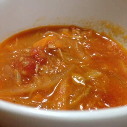 たくさんトマトをいただいたので作りました♪贅沢なスープですね‼︎倍量で作れば良かった〜。